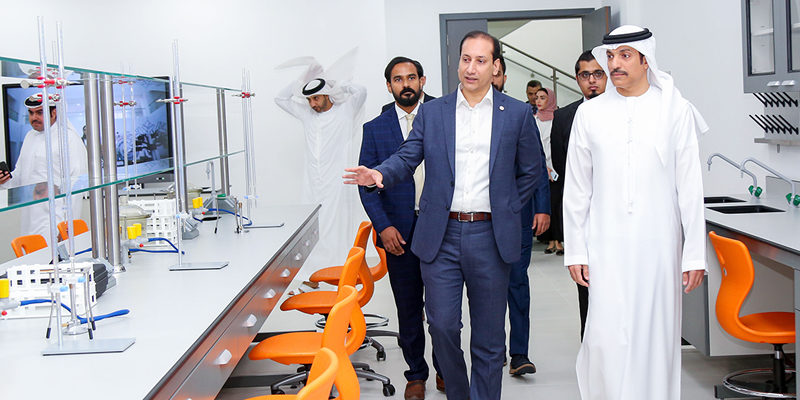 His Excellency Sheikh Mohamed bin Abdullah Al Nuaimi tours CUCA’s new state-of-the-art Health Sciences labs.